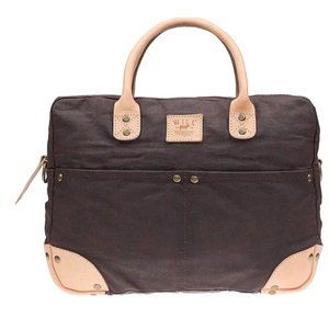 Will Leather Goods Wax Coated Canvas Flight Bag brown in color
